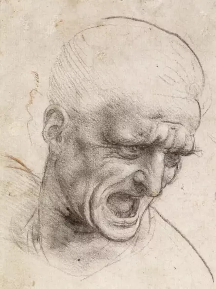 Leonardo da Vinci - Studie zweier Köpfe für die Schlacht von Anghiari
