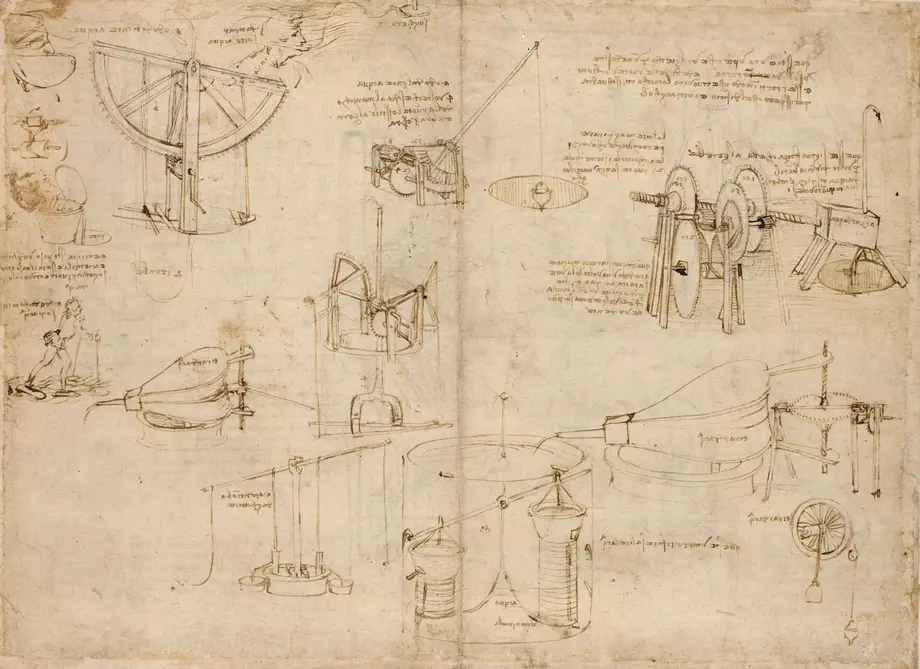 Leonardo da Vincis Erfindungen – Zeichnung mit Wasserlaufschuhen