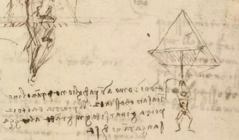 Leonardo da Vincis Erfindungen – Zeichnung eines Fallschirms