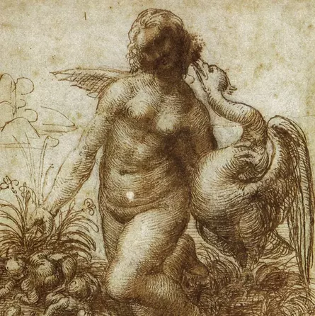 Leonardo da Vinci – Zeichnung einer Leda mit dem Schwan