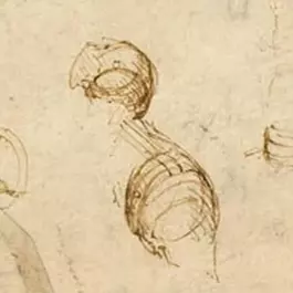 Leonardo da Vincis Erfindungen – Zeichnung mit einem mechanischen Ritter