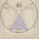 Vitruvianischer Mensch Bildanalyse - Gleichseitiges Dreieck als Sechstel des Umkreises