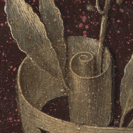 Leonardo da Vinci – Ginevra de Benci (Detail), Goldene Spirale auf der Rückseite