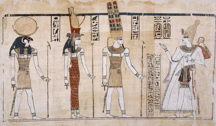 Amun Re, Mut, Chons und Pharao Ramses III – Great Harris Papyrus