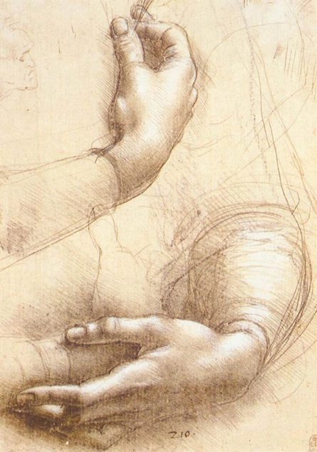 Studie von Händen – Leonardo da Vinci zugeschrieben