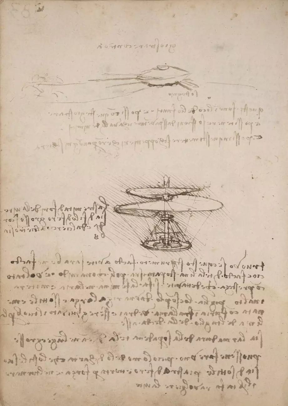 Leonardo da Vincis Erfindungen – Zeichnung einer Luftschraube (Helikopter)