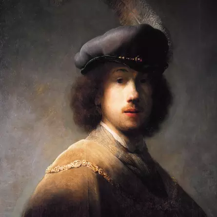 Selbstporträt mit gefiederten Barett – Rembrandt