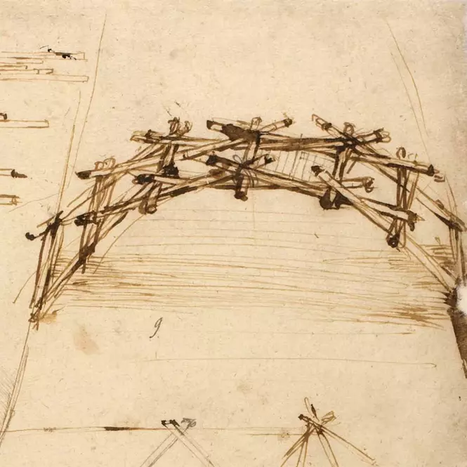 Leonardo da Vinci - Zeichnung einer selbsttragenden Brücke