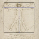 Vitruvianischer Mensch Bildanalyse - Umgebendes Quadrat und Sechstel