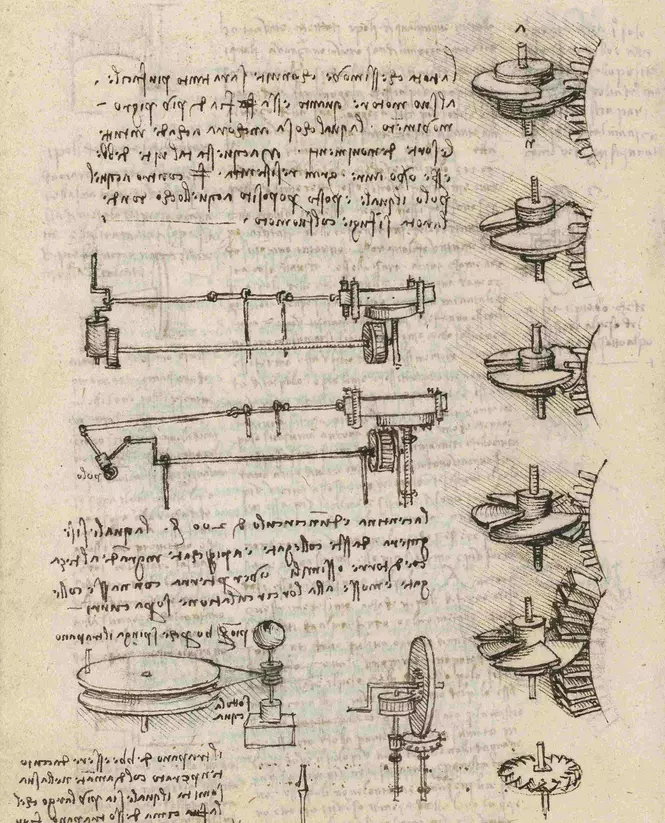 Leonardo da Vinci Erfindungen – Studie mechanischer Getriebe
