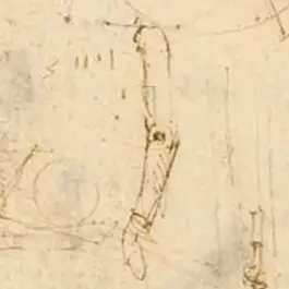 Leonardo da Vincis Erfindungen – Zeichnung mit einem mechanischen Ritter