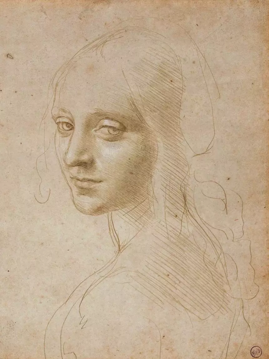 Leonardo da Vinci - Kopf einer jungen Frau