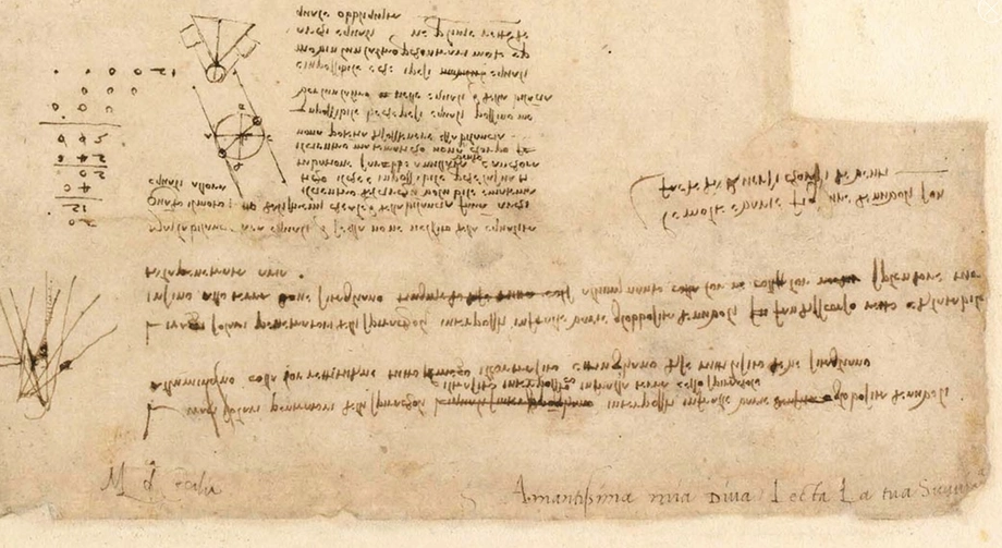 Briefentwurf von Leonardo da Vinci an Cecilia Gallerani