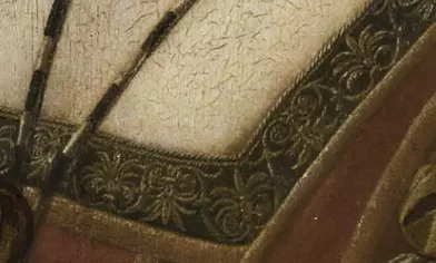 Leonardo da Vinci – Belle Ferroniere (Detail), Saum des Kleides