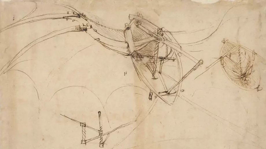 Leonardo da Vincis Erfindungen – Zeichnung eines Segelgleiters