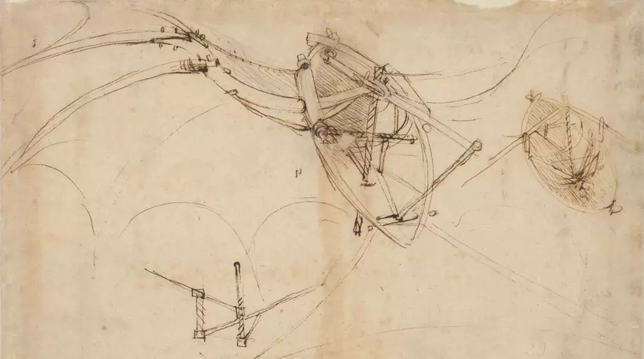 Leonardo da Vincis Erfindungen – Zeichnung eines Segelgleiters