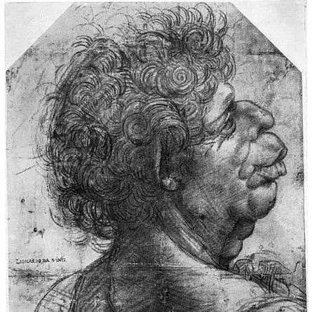 Leonardo da Vinci – Karikatur eines Mannes (Scaramuccia?)